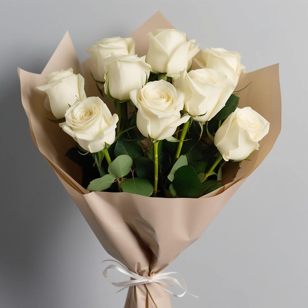 Букет 9 Белых роз Эдлесс Лав в Свободе