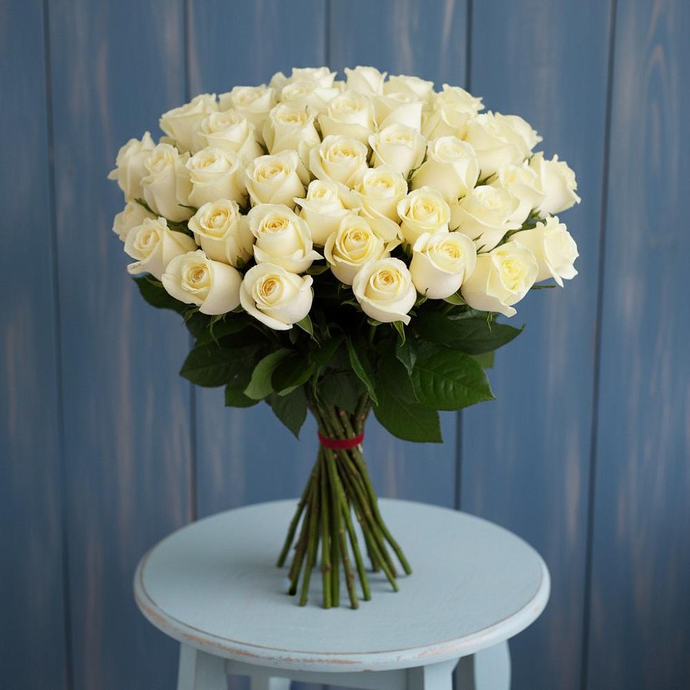 Букет 51 Белая роза Эдлесс Лав в Свободе