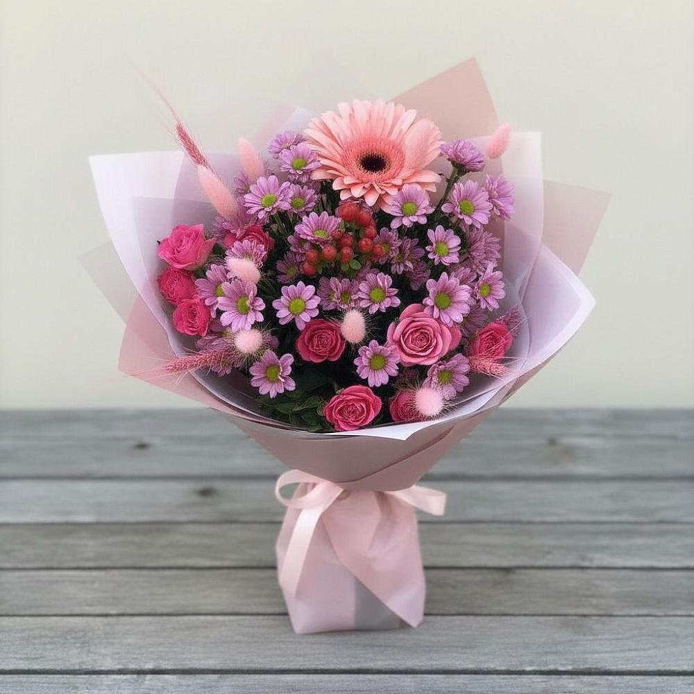 Букет цветов из: Розы, Герберы и Хризантемы в Свободе