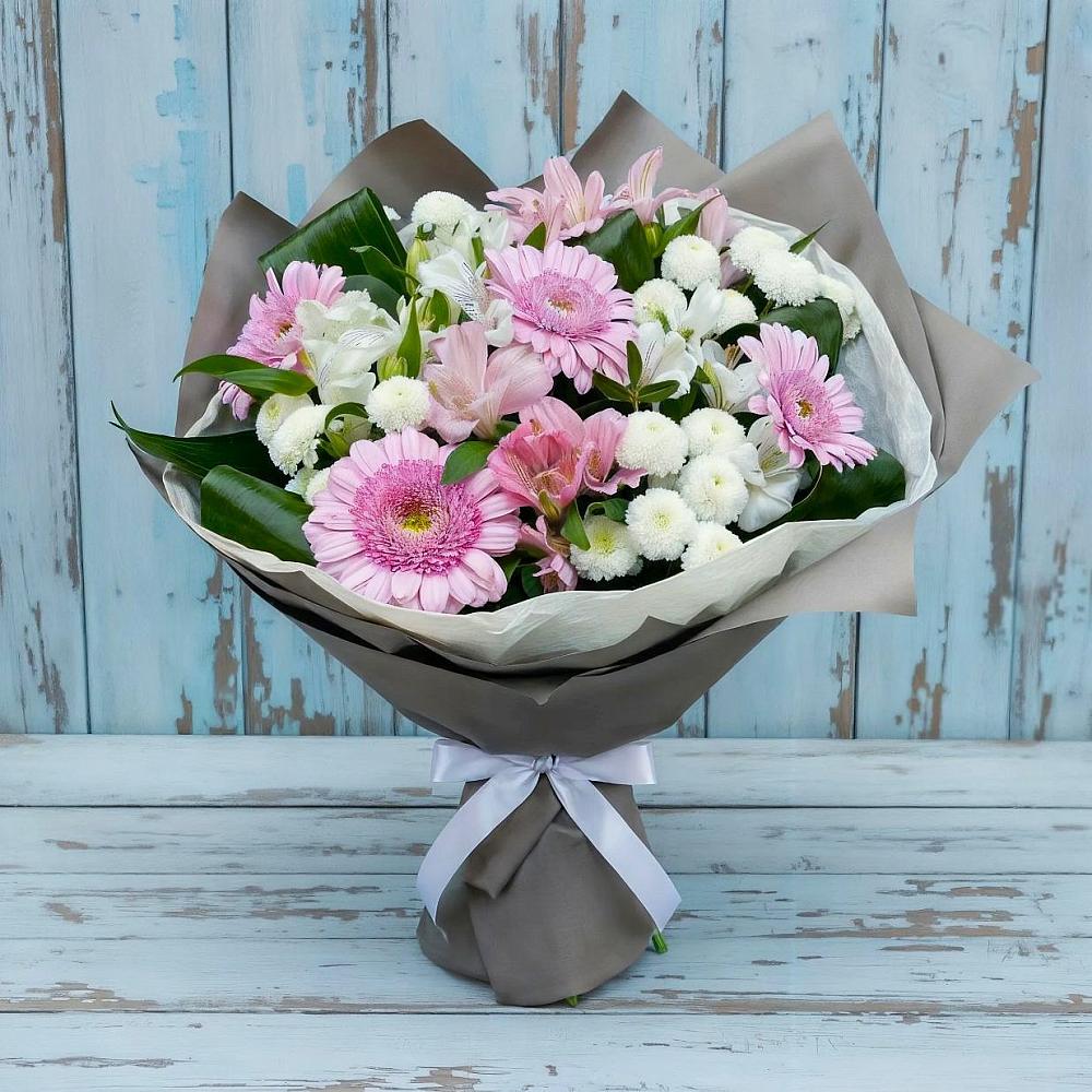 Букет цветов из: Герберы, Альстромерии и Хризантемы в Свободе
