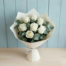 Букет Белые розы в Эвкалипте в Свободе