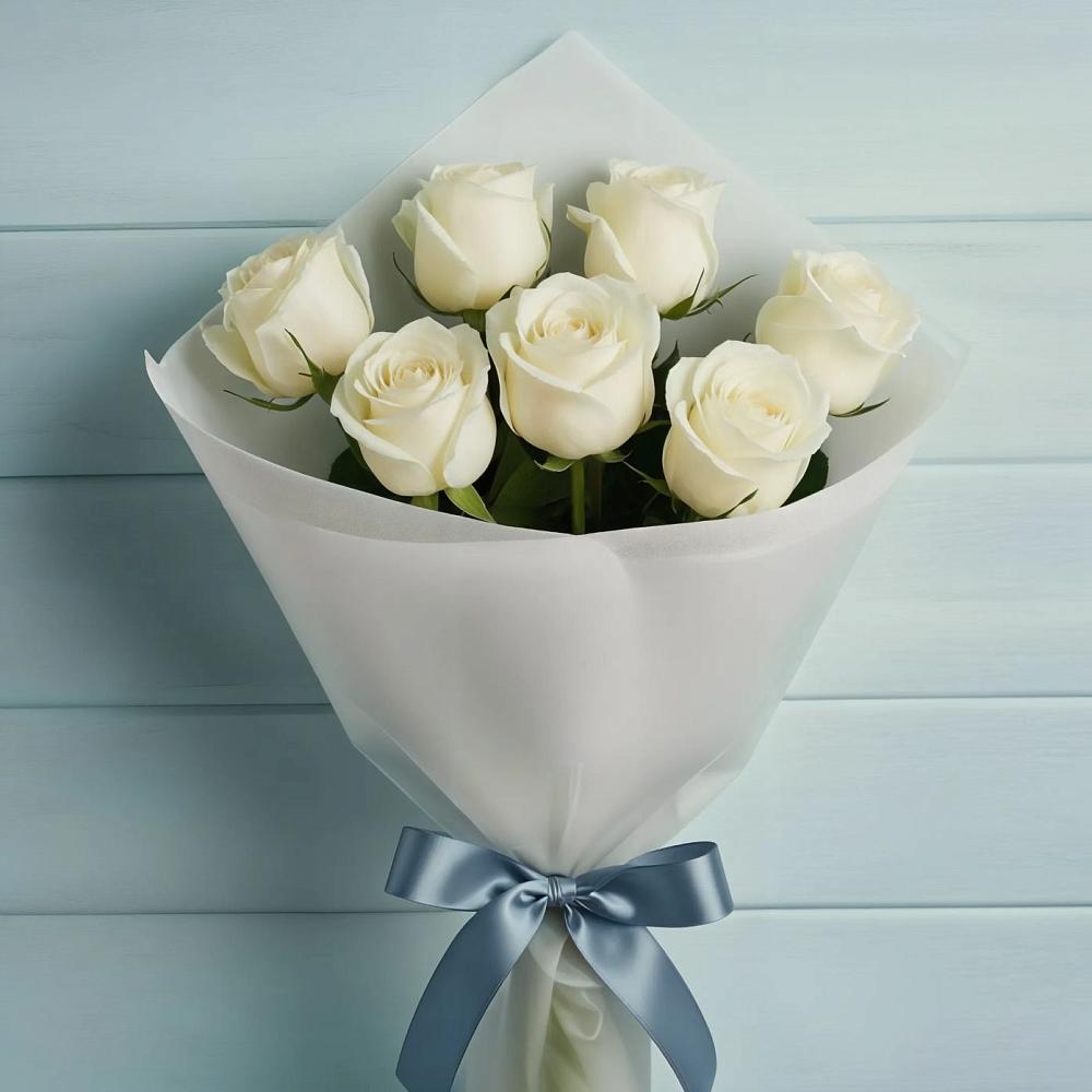Букет 7 Белых роз Эдлесс Лав в Свободе